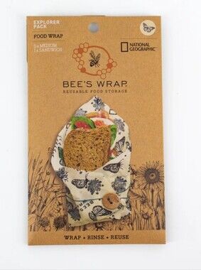 NIP, Bee's Wrap, Reusable Food Storage Wrap Explorer Butterfly Print, MSRP $ 22